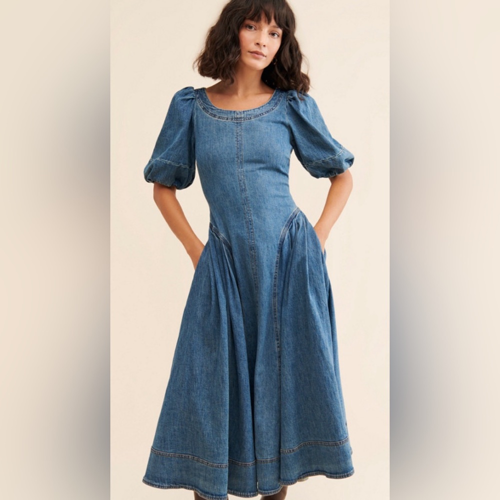 Anthropologie Blue Midi Dress